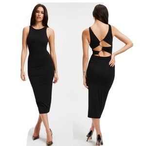 NWT Good American Good Touch '90s Plunge Back Dress Sleeveless Black Sz Medium